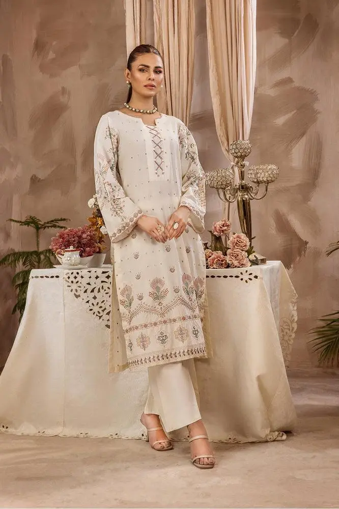 2 Pcs Embroidery Lawn Suit